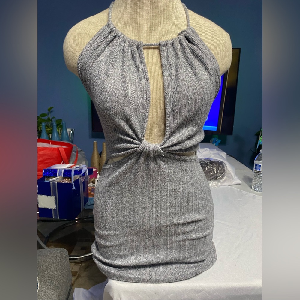 Gray cotton skin tight dress